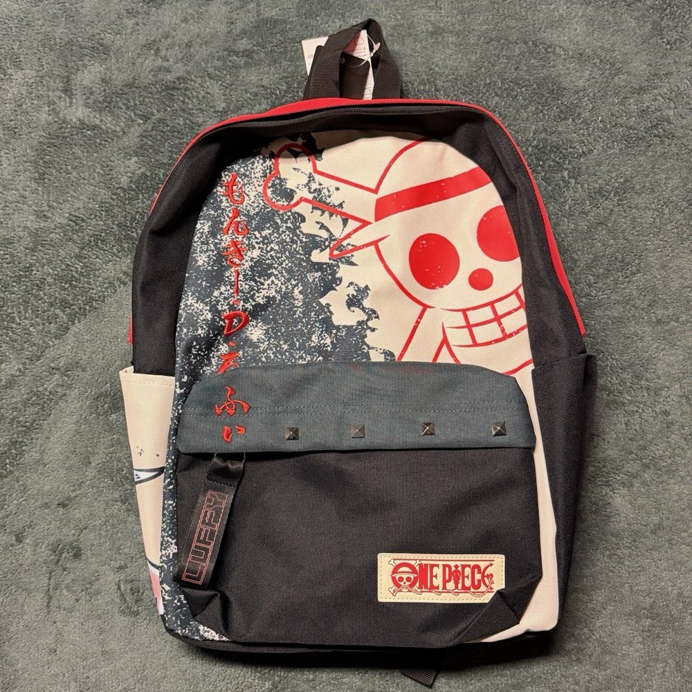 One Piece Luffy Straw Hat Backpack Bioworld Black Red Anime